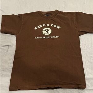Save a cow eat a vegetarian brown t
